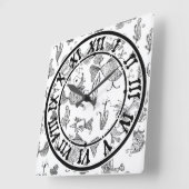 スケッチ妖精のファンタジー魚のクワ植物の海 スクエア壁時計 (傾斜)