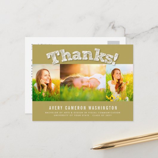 スケッチ感謝してい3数々の写真卒業 ポストカード (正面/裏面インサイチュ)