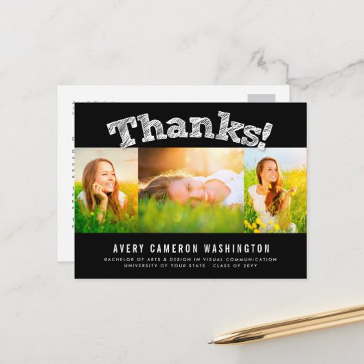 スケッチ感謝してい3数々の写真卒業 ポストカード (正面/裏面インサイチュ)