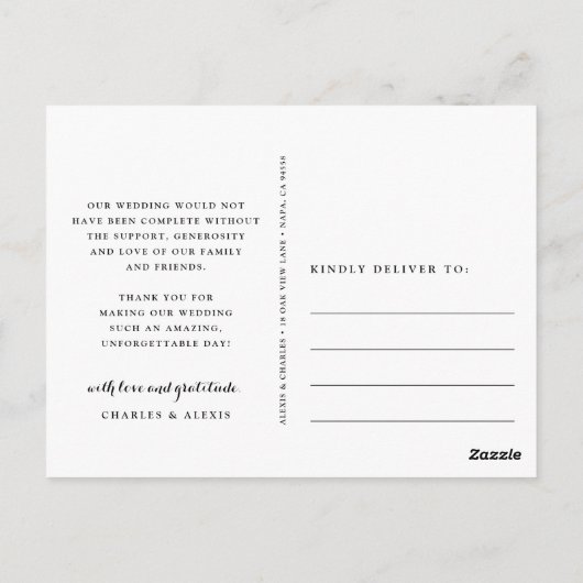 スケッチ感謝してい |の結婚写真コラージュ ポストカード (裏面)