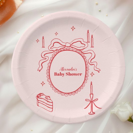 スケッチ手引き弓ベビーシャワー ペーパープレート