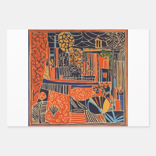 スケッチ抽象芸術アート ラッピングペーパーシート (正面3)