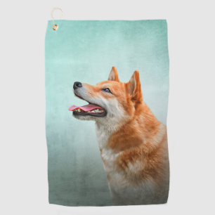 スケッチ日本の柴犬犬 ゴルフタオル
