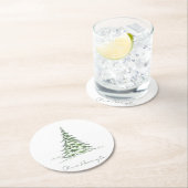 スケッチ松クリスマスツリーミニマルスクリプト名 ラウンドペーパーコースター (インサイチュ)