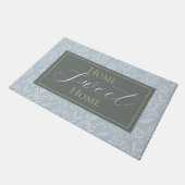 スケッチ牡丹ほこりっぽい青 ドアマット (アングル)