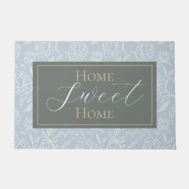 スケッチ牡丹ほこりっぽい青 ドアマット