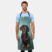 スケッチ犬種ダックスフント エプロン (着用した状態)