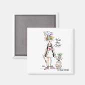 スケッチ疲れた女性調理師はキスを高く評価 マグネット (正面/裏面)