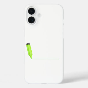 スケッチ線と緑の蛍光ペン iPhone 16 PLUSケース