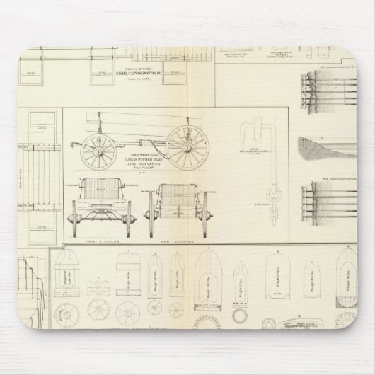 スケッチ船，橋，荷車，飛行体 マウスパッド (正面)