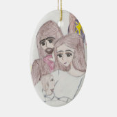 スケッチ色鉛筆出生 セラミックオーナメント (右)