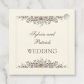 スケッチ花アイボリーヴィンテージ結婚式 フェイバータグ (裏面)