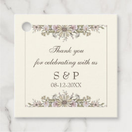 スケッチ花アイボリーヴィンテージ結婚式 フェイバータグ