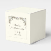 スケッチ花アイボリーヴィンテージ結婚式 フェイバーボックス (正面サイド)