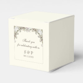 スケッチ花アイボリーヴィンテージ結婚式 フェイバーボックス