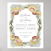 スケッチ花模様ユニークの結婚ウェルカム金ゴールド 箔ポスター (正面)