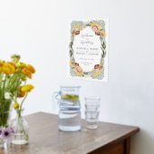 スケッチ花模様ユニークの結婚ウェルカム金ゴールド 箔ポスター (レイダウン (キッチン))