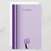 スケッチ花瓶アートワークの紫色のワイルドフラワーカスタムの 便箋 (正面/裏面)