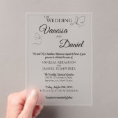 スケッチ蝶アクリル結婚式招待状 アクリル招待状 (インサイチュ (ポータブル))