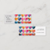 スケッチ記号とドリップのあるハート スキニー名刺 (正面/裏面)