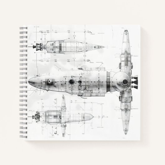 スケッチ設計図宇宙船 ノートブック (正面)