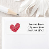 スケッチ赤いハート差出人住所ラベル ラベル (インサイチュ)