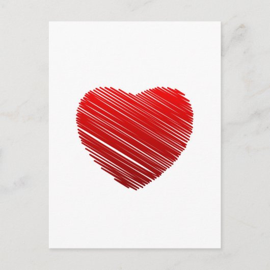 スケッチ赤バレンタインハート シーズンポストカード (正面)