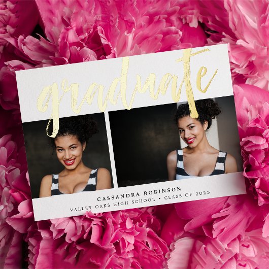 スケッチ金ゴールド |写真卒業のお知らせ 箔招待状