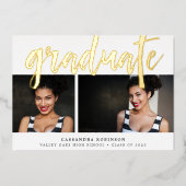 スケッチ金ゴールド |写真卒業のお知らせ 箔招待状 (正面)