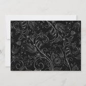 スケッチ銀が黒の木に花結婚を巻く 招待状 (裏面)