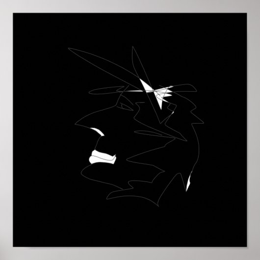 スケッチ頭風変わり顔ワイルドヘアスタイル ポスター (正面)