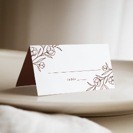 スケッチ風の花模様 ブラウンの結婚式 プレイスカード