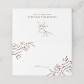 スケッチ風の花模様 ブラウンの結婚式 プレイスカード (外部開封)