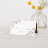 スケッチ風の花模様 ブラウンの結婚式 プレイスカード (正面)