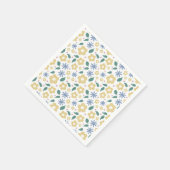スケッチ黄色と青の花カクテルナプキン スタンダードカクテルナプキン (角)