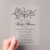 スケッチ黒フローラ赤ちゃんシャワー アクリル招待状 (インサイチュ (ポータブル))