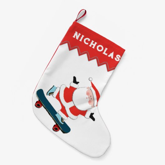 スケパーソナライズされたートボードホリデーギフト大金 スモールクリスマスストッキング (正面 (吊り時))