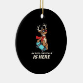 スケボーするシカのクリスマス グラフィック セラミックオーナメント (右)