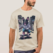 スケボーに乗ったフレンチ・ブルドッグ Tシャツ (正面)