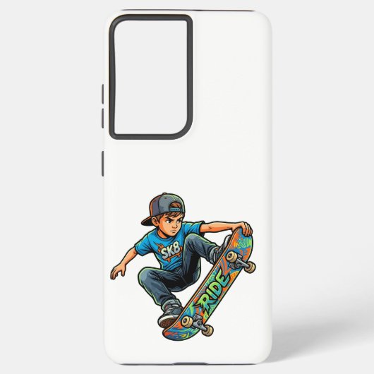 スケボーに乗る少年 SAMSUNG GALAXYケース (裏面)