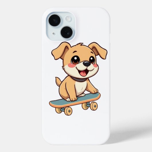 スケボー中の子犬 🛹 かわいい犬のキャラクターTシャツデザイン Case-Mate iPhoneケース (裏面)