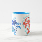 スケマーツ | ブルーフローラマグデザイン ツートーンマグカップ (中央)