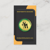 スケマート |ブラックイエロー3D エレガント QRコードモダン 名刺 (裏面)