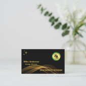 スケマート |ブラック金ゴールドミニマルカスタム主義ロゴBusi 名刺 (スタンド正面)