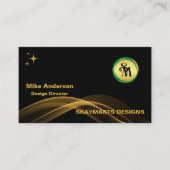 スケマート |ブラック金ゴールドミニマルカスタム主義ロゴBusi 名刺 (正面)