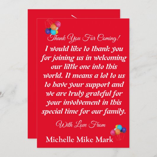 スケマート |ベビーシャワーサンキューカード サンキューカード (正面/裏面)