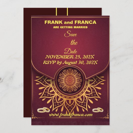 スケマート |マンダラユニークカリグラフの保存 セーブザデート (正面/裏面)