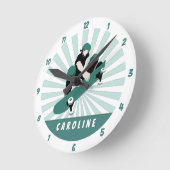 スケモダンートボード女子スケートカッコいい選手 ラウンド壁時計 (傾斜)