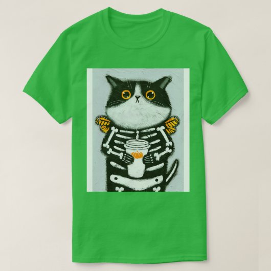 スケリーコーヒーキャット Tシャツ (デザイン正面)