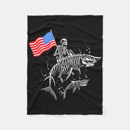 スケルトライドシャーク7月4日 フリースブランケット (正面)